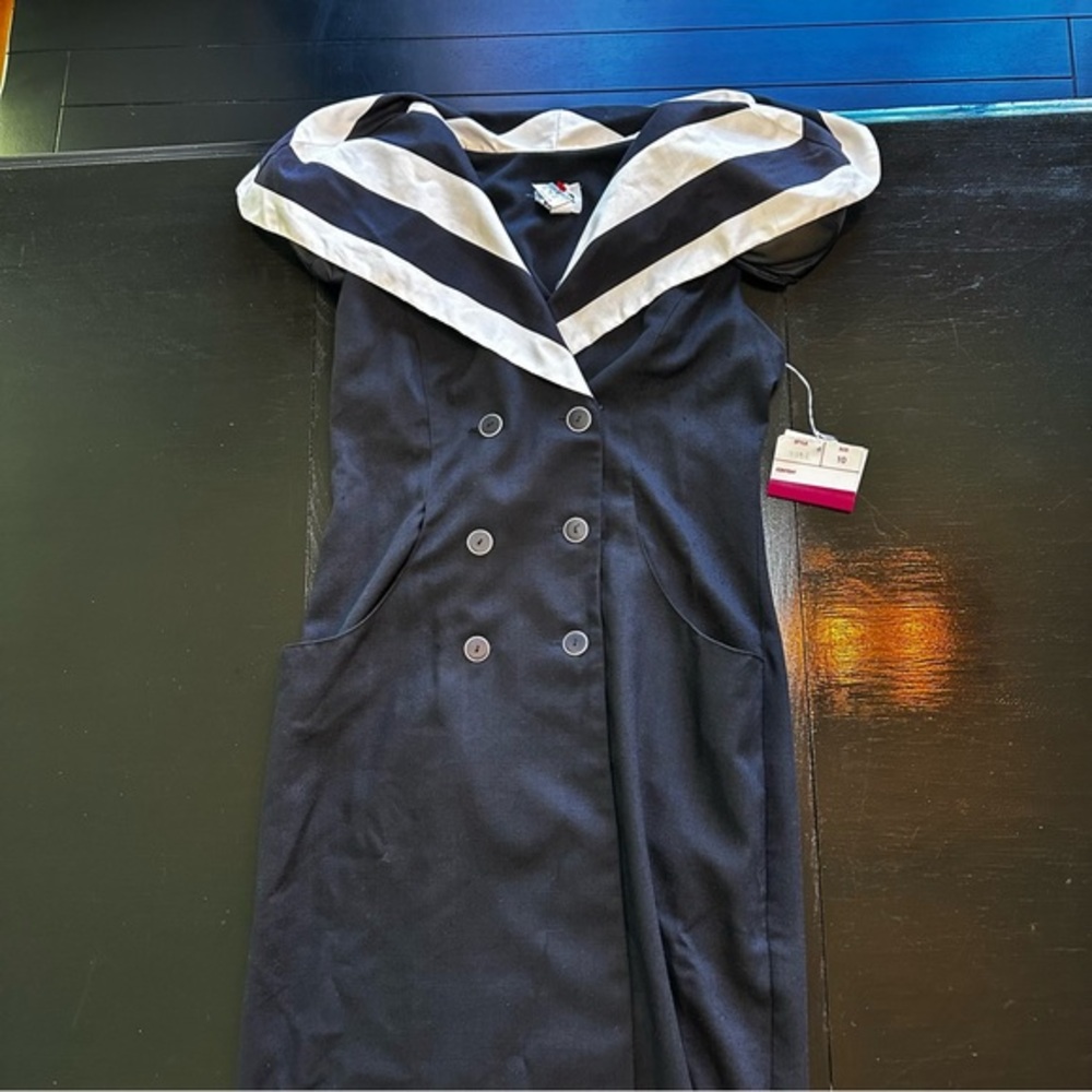 NWT R.E.O Vintage Retro Size 10 Black and White Mariner 50s 60s Maxi Dress